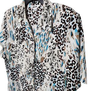 Alia Shirt For Women Size 14 Animal Print Front Buttons Lightweight Short Sleeve